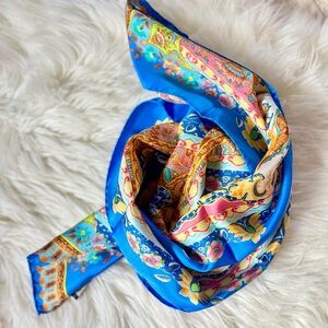 Etro Silk Azure Floral Jewel Scarf